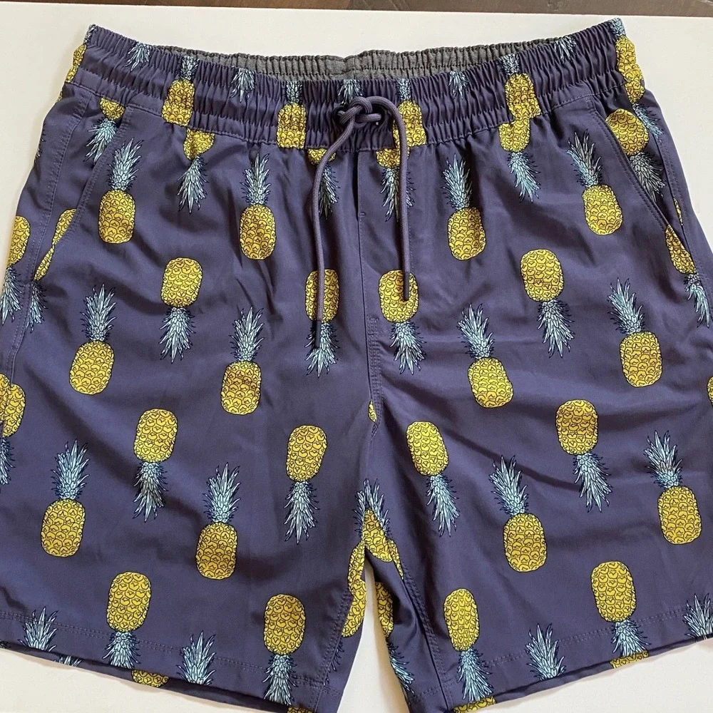 Hurley Men's L Pineapple Volley Elastic Waist‎ Blue Swim Trunks Board Shorts EUC - Picture 10 of 10
